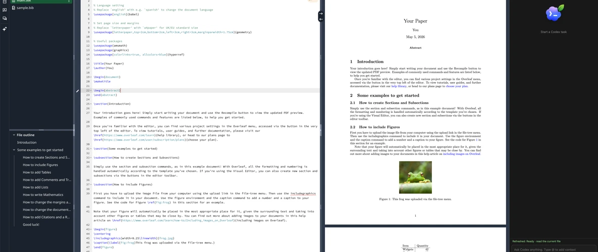 Codex Overleaf Link